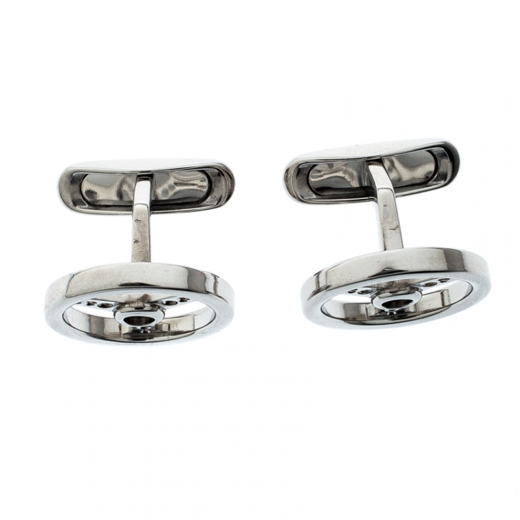 Pre Owned Chopard Stainless Steel Racing Steering Wheel Cufflinks 