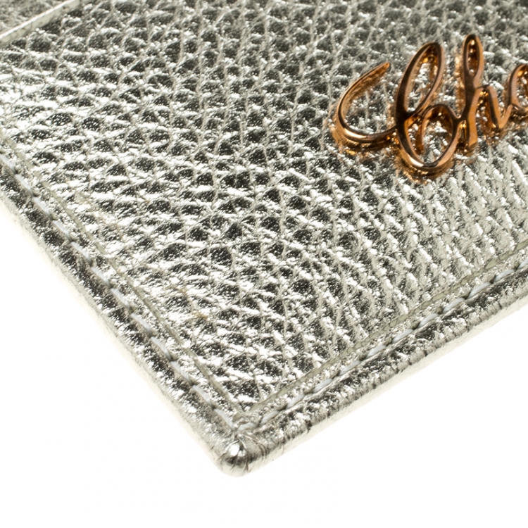 Pre Owned Chopard Gold Leather Happy Card Holder with Chain