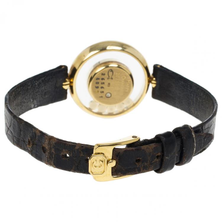 مملوكة مسبقًا Chopard Gold 18K Yellow Gold Happy Diamonds Women’s Wristwatch 24MM