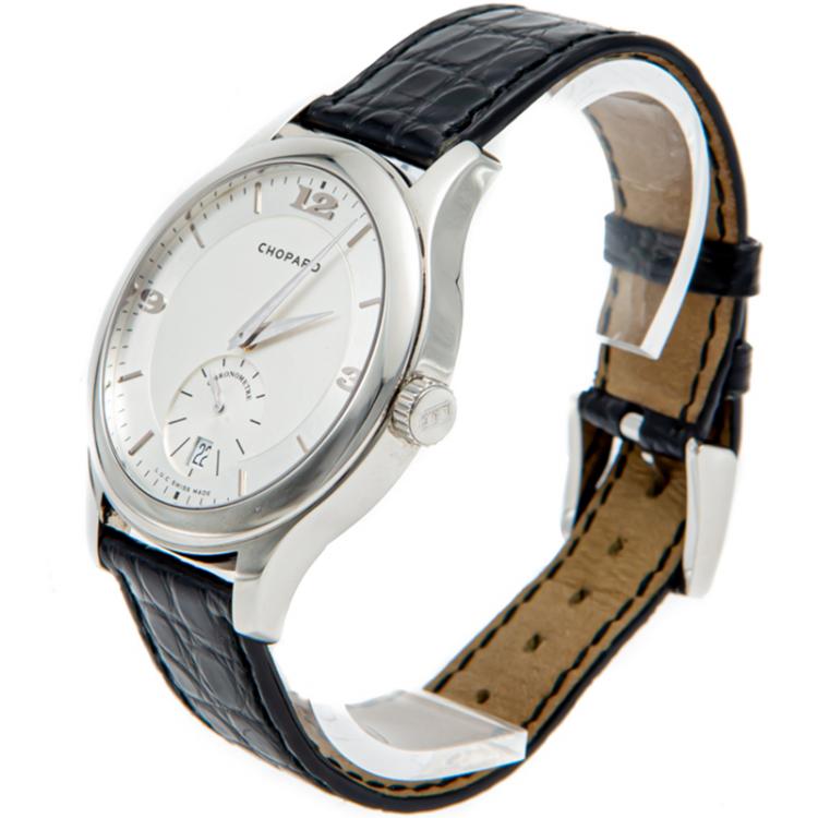 Pre Owned Chopard Silver Luc In House Movement Steel Chronometer Automatic Men'S Watch 42MM