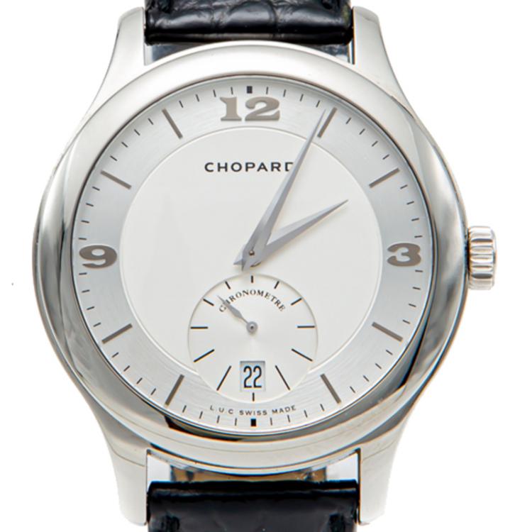 Pre Owned Chopard Silver Luc In House Movement Steel Chronometer Automatic Men'S Watch 42MM
