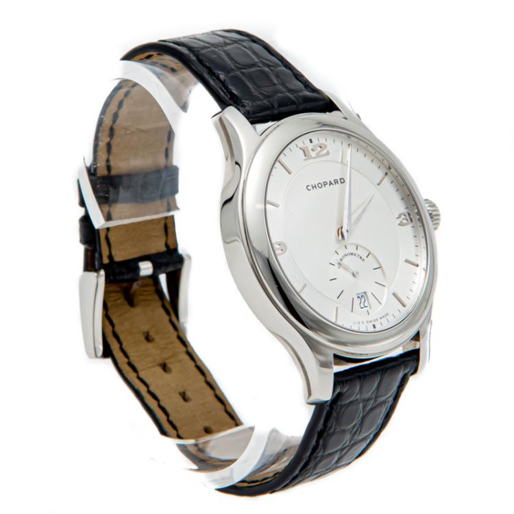Pre Owned Chopard Silver Luc In House Movement Steel Chronometer Automatic Men'S Watch 42MM