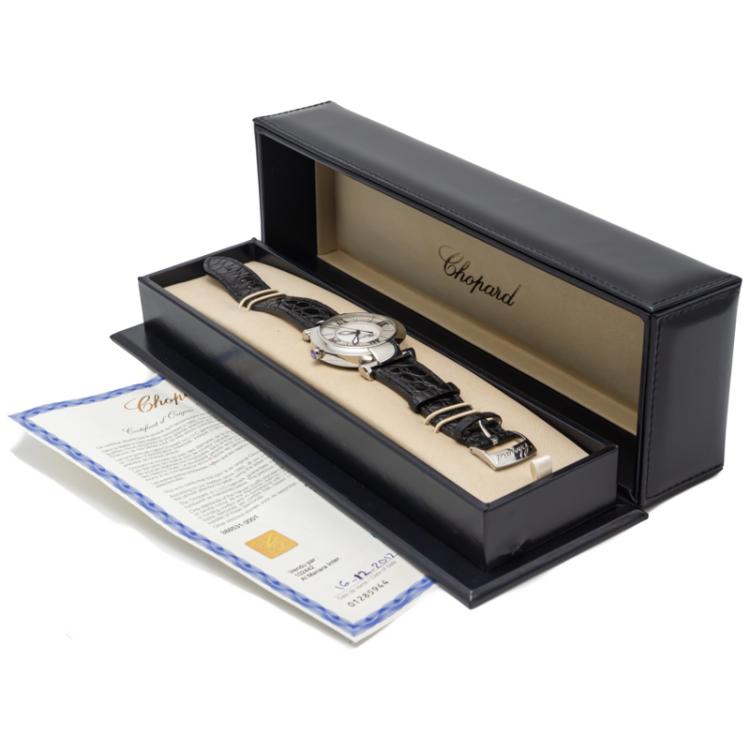 Pre Owned Chopard White Mother Of Pearl Imperiale Stainless Steel & Leather Watch 40MM