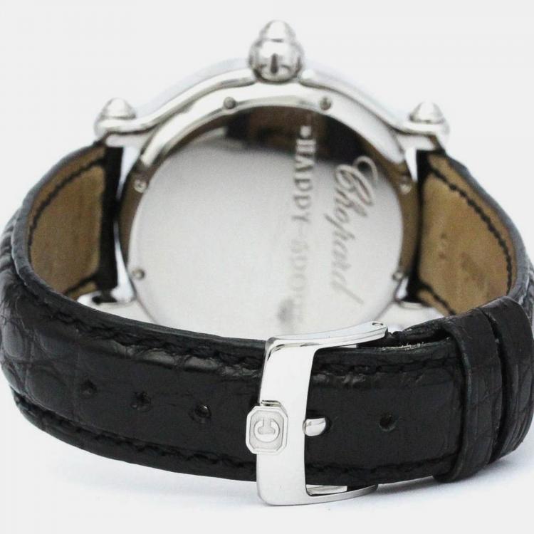Pre Owned Chopard White Stainless Steel Happy Sport 28/8948 Quartz Wristwatch 38 mm