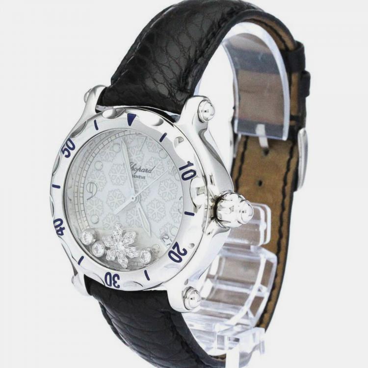 Pre Owned Chopard White Stainless Steel Happy Sport 28/8948 Quartz Wristwatch 38 mm