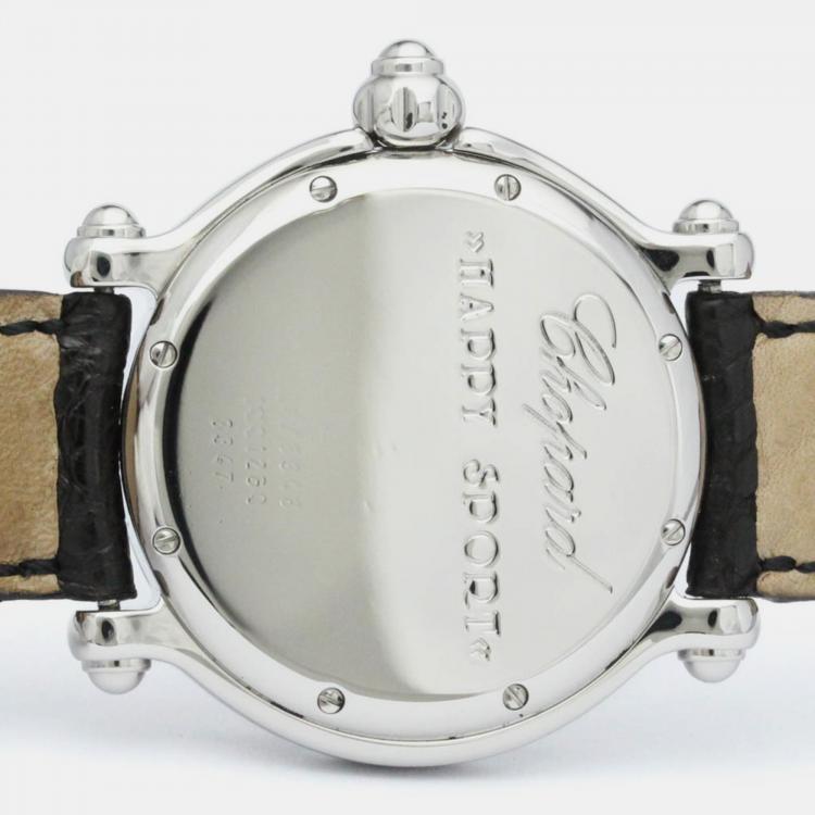Pre Owned Chopard White Stainless Steel Happy Sport 28/8948 Quartz Wristwatch 38 mm