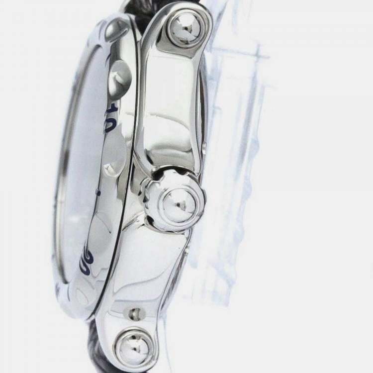 Pre Owned Chopard White Stainless Steel Happy Sport 28/8948 Quartz Wristwatch 38 mm