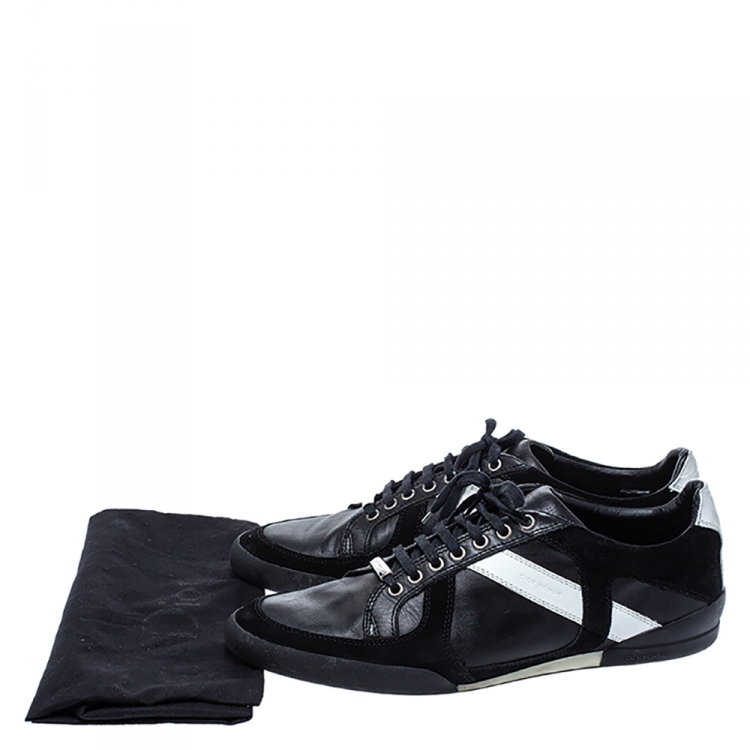 Pre Owned Dior Homme Black/White Leather and Suede Lace Low Top Sneakers Size 43.5