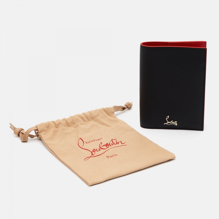 Pre Owned Christian Louboutin Black Leather Logo Passport Holder