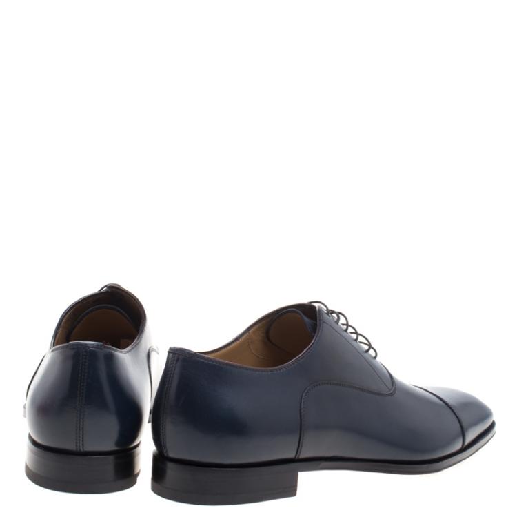 Pre Owned Christian Louboutin Oxford Blue Leather Greggo  Lace Up Oxfords Size 43