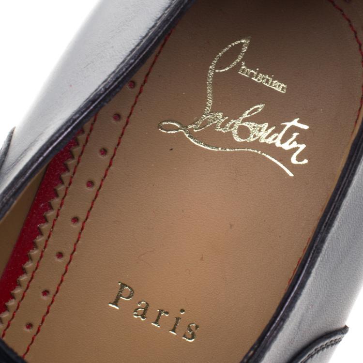 Pre Owned Christian Louboutin Oxford Blue Leather Greggo  Lace Up Oxfords Size 43