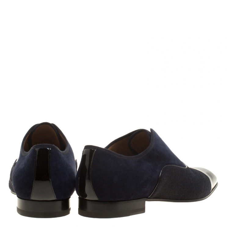 مملوكة مسبقًا Christian Louboutin Two Tone Suede and Felt Alpha Male Slip On Oxford Loafers Size 43.5