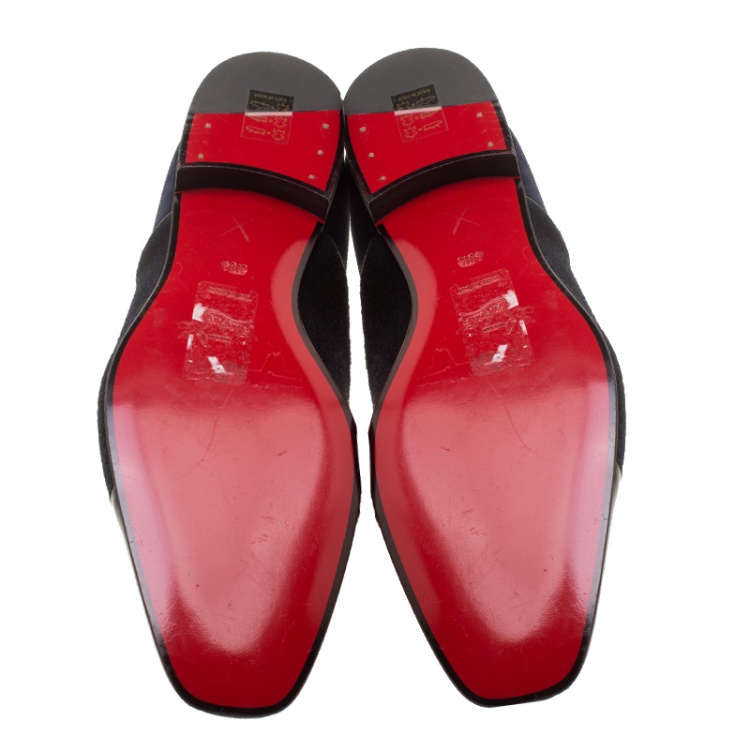 مملوكة مسبقًا Christian Louboutin Two Tone Suede and Felt Alpha Male Slip On Oxford Loafers Size 43.5