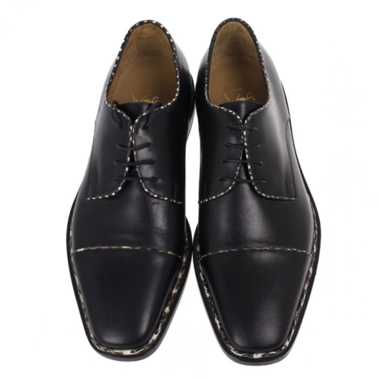 Pre Owned Christian Louboutin Black Python Trim Oxfords Size 40