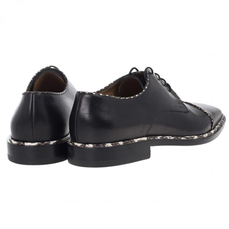 Pre Owned Christian Louboutin Black Python Trim Oxfords Size 40