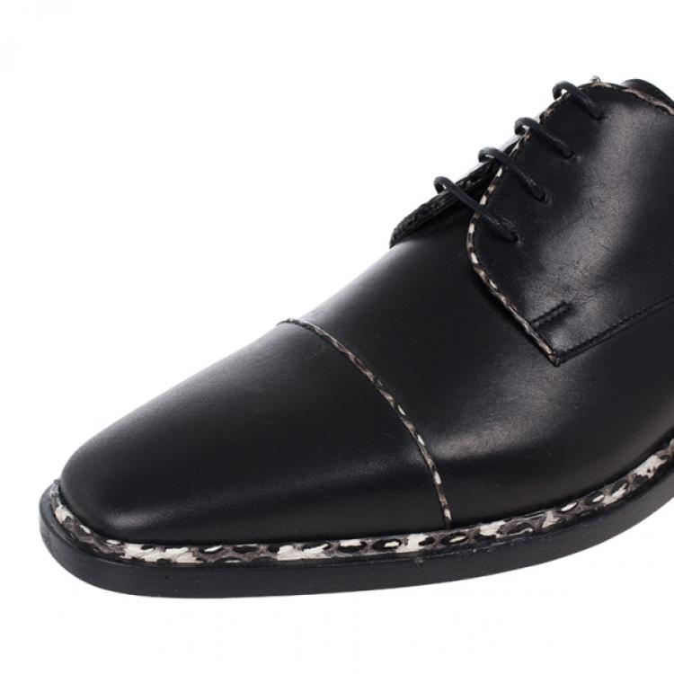 Pre Owned Christian Louboutin Black Python Trim Oxfords Size 40