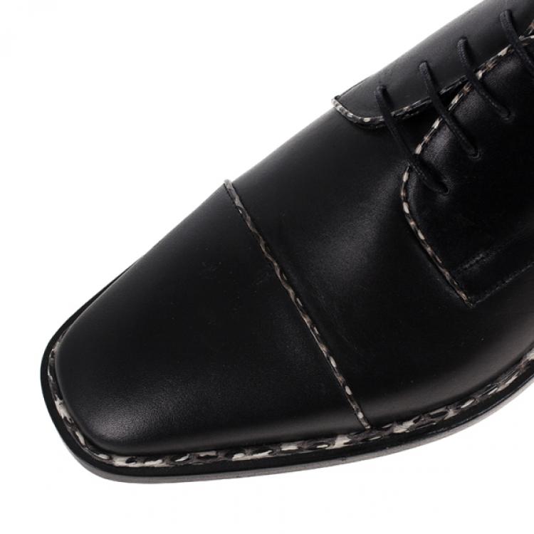 Pre Owned Christian Louboutin Black Python Trim Oxfords Size 40