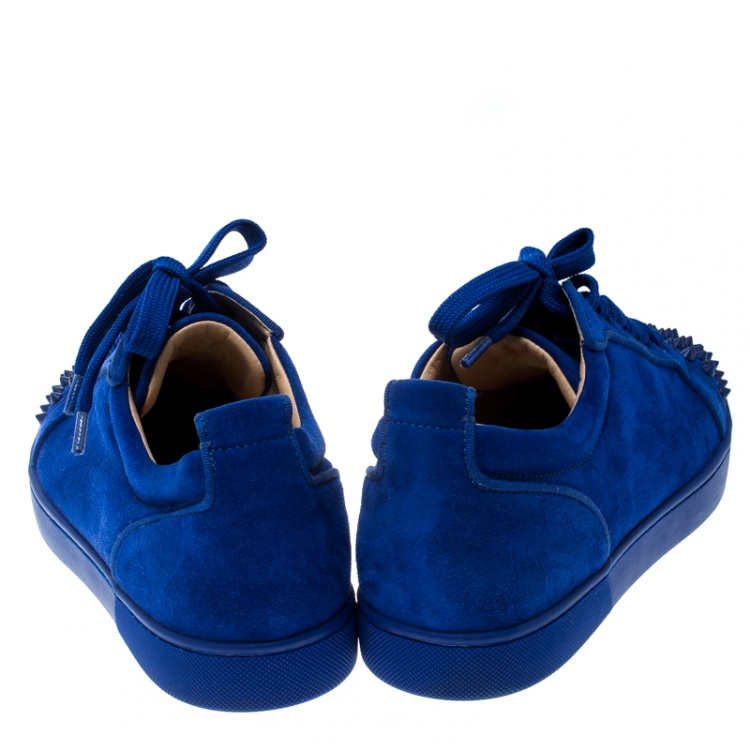 Pre Owned Christian Louboutin Cobalt Blue Suede Louis Junior Spikes Sneakers Size 43