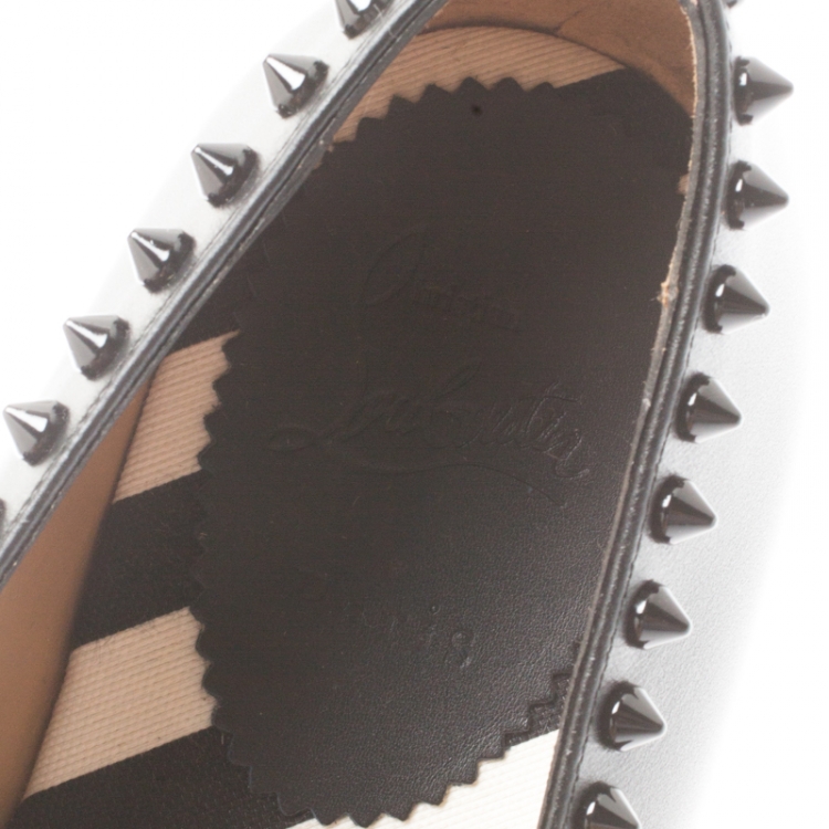Pre Owned Christian Louboutin Black Leather Melides Spike Trim Espadrilles Size 40