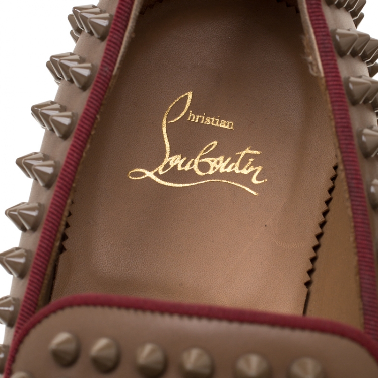مملوكة مسبقًا Christian Louboutin Brown Leather Rollerboy Spike Loafers Size 40