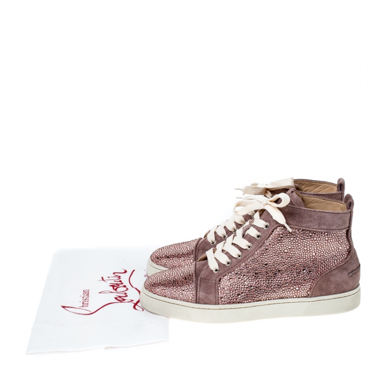 Pre Owned Christian Louboutin Pink Suede Leather Louis High Top Sneakers Size 40