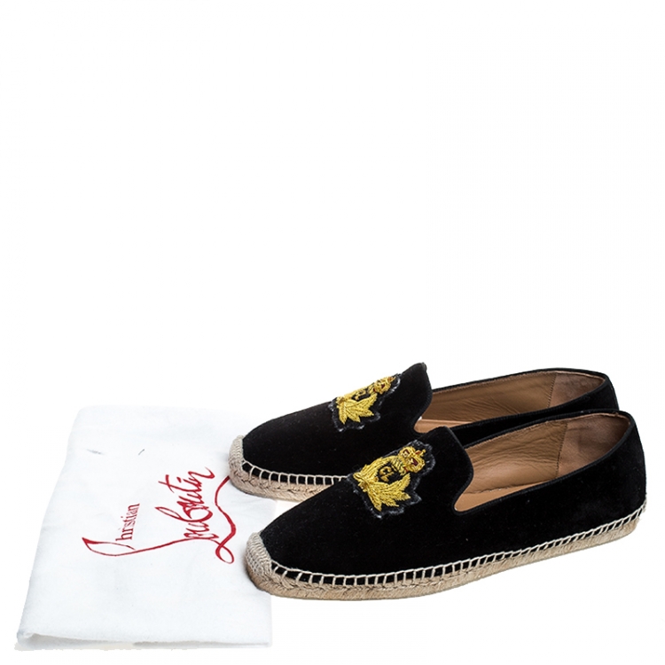 Pre Owned Christian Louboutin Black Suede Papi Hugo Espadrilles Size 40