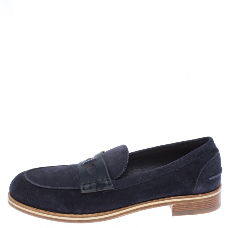 Christian Louboutin Blue Suede Montezumolle Flat loafer Size 44