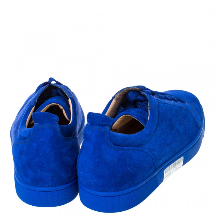 Pre Owned Christian Louboutin Cobalt Blue Suede Louis Junior Sneakers Size 43.5