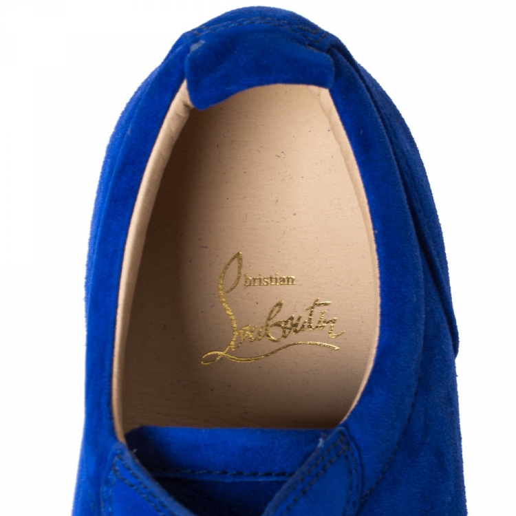 Pre Owned Christian Louboutin Cobalt Blue Suede Louis Junior Sneakers Size 43.5
