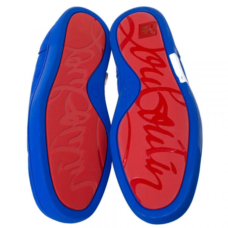 Pre Owned Christian Louboutin Cobalt Blue Suede Louis Junior Sneakers Size 43.5