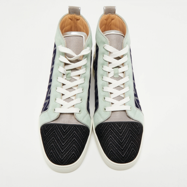 مملوكة مسبقًا Christian Louboutin Multicolor Suede Louis Orlato High Top Sneakers Size 44 