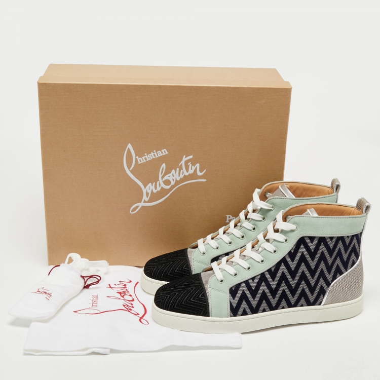 مملوكة مسبقًا Christian Louboutin Multicolor Suede Louis Orlato High Top Sneakers Size 44 