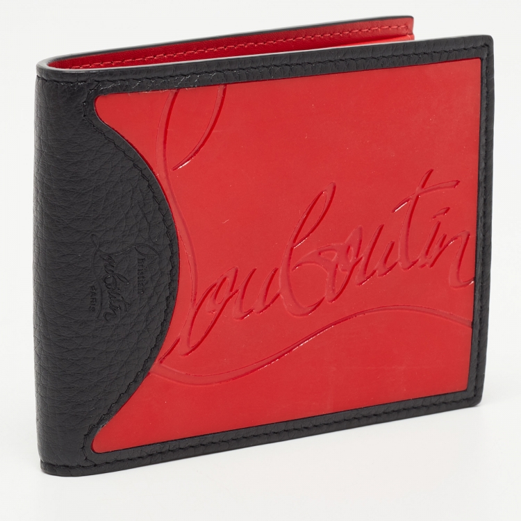 Pre Owned Christian Louboutin Black/Red Leather and Rubber Coolcard Sneakers Wallet