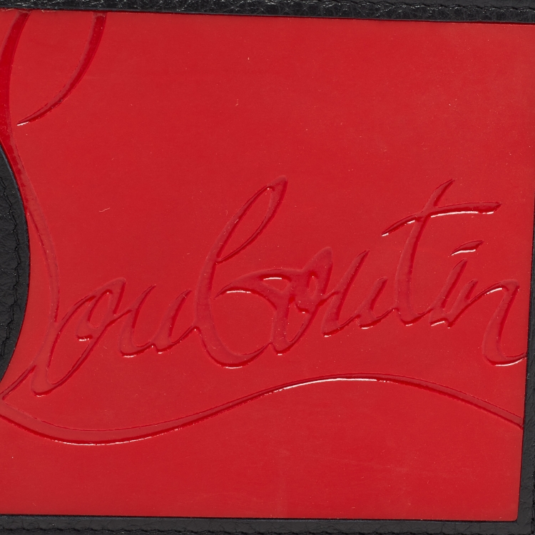 Pre Owned Christian Louboutin Black/Red Leather and Rubber Coolcard Sneakers Wallet