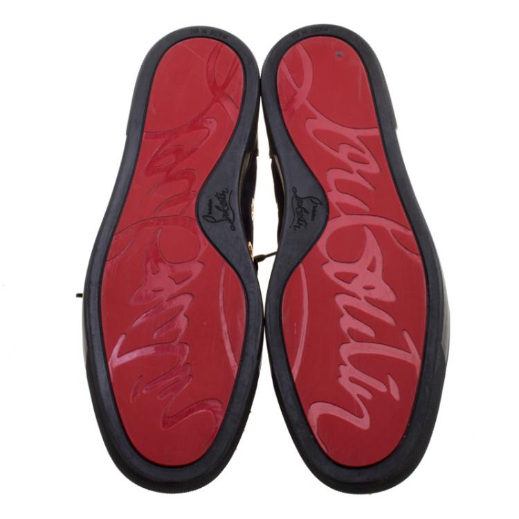 مملوكة مسبقًا Christian Louboutin Two Tone Suede And Leather Bubble Spikes High Top Sneakers Size 43