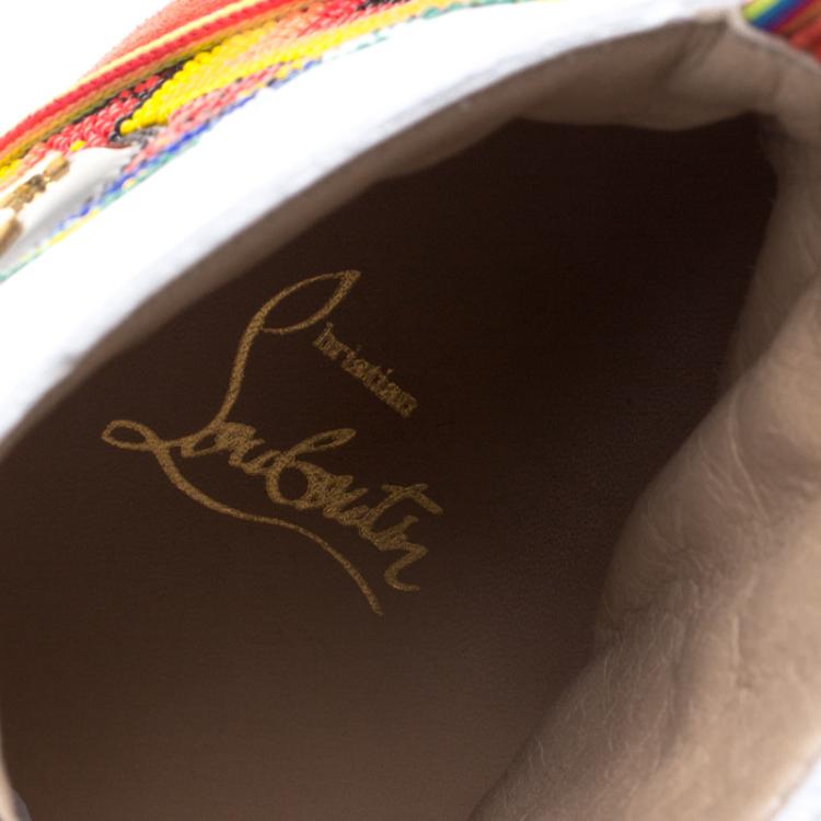 Pre Owned Christian Louboutin Multicolor Embellished Leather and Suede Tipiho High Top Sneakers Size 42