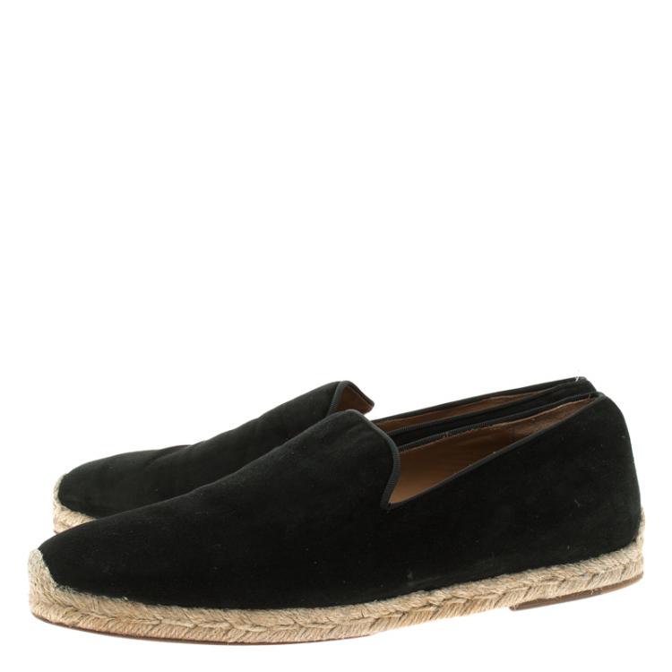 Pre Owned Christian Louboutin Black Suede Alentoro Espadrille Size 42