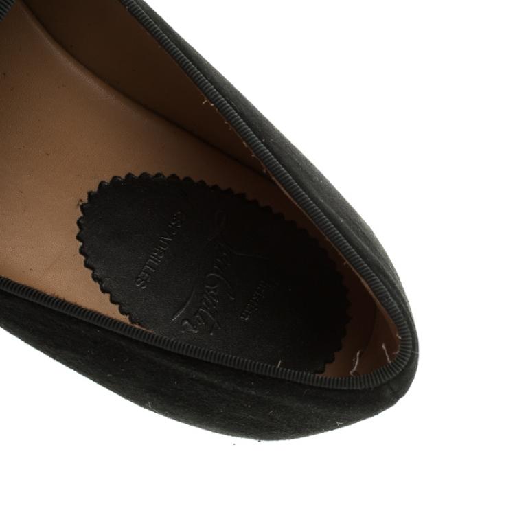 Pre Owned Christian Louboutin Black Suede Alentoro Espadrille Size 42