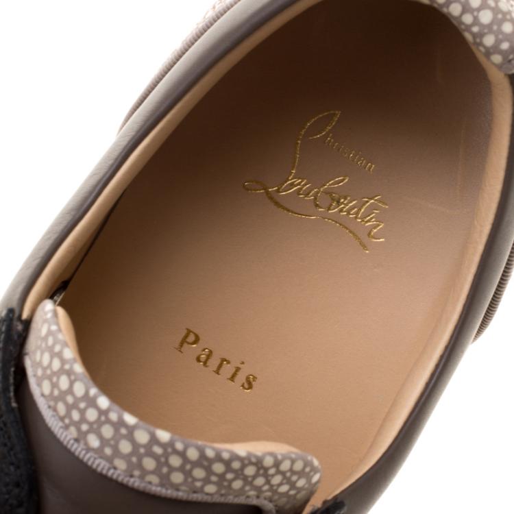 Pre Owned Christian Louboutin Multicolor Version Mastic Leather Louis Junior Spikes Sneakers Size 47