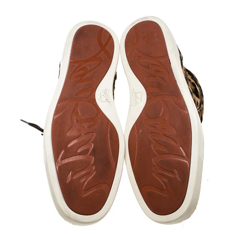 مملوكة مسبقًا Christian Louboutin Beige Leopard Calfhair Rantus Orlato High Top  Sneakers Size 45