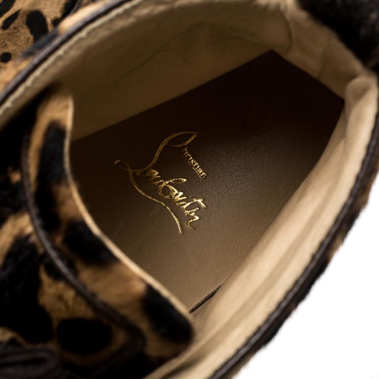 مملوكة مسبقًا Christian Louboutin Beige Leopard Calfhair Rantus Orlato High Top  Sneakers Size 45