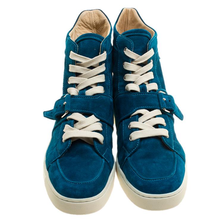 Christian Louboutin Blue Suede High Top Sneakers Size 45 Christian ...