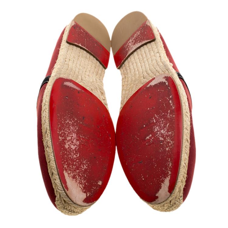 Pre Owned Christian Louboutin Red Canvas Eos Espadrilles Size 46