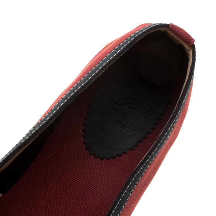Pre Owned Christian Louboutin Red Canvas Eos Espadrilles Size 46