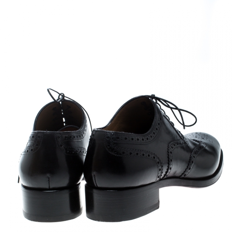 Pre Owned Christian Louboutin Black Brogue Leather Education Oxfords Size 40
