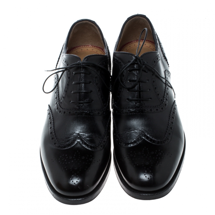 Pre Owned Christian Louboutin Black Brogue Leather Education Oxfords Size 40