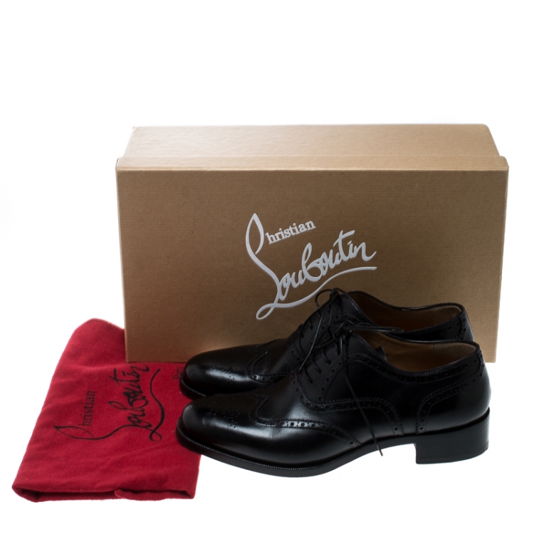Pre Owned Christian Louboutin Black Brogue Leather Education Oxfords Size 40