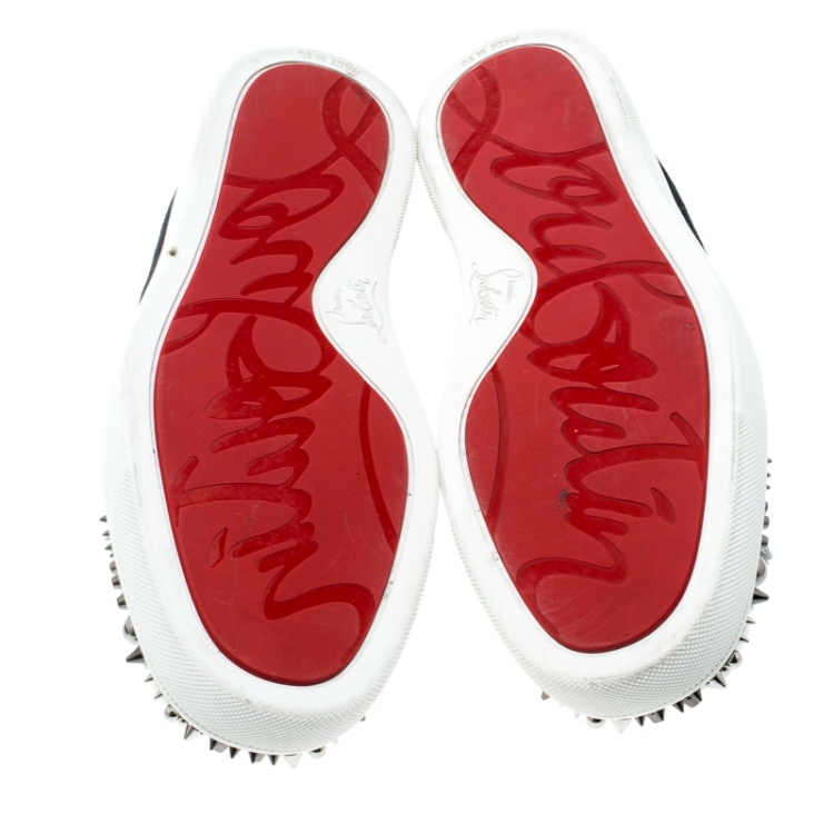 Pre Owned Christian Louboutin Black Suede Spiked Tassel Detail Sneakers Size 42