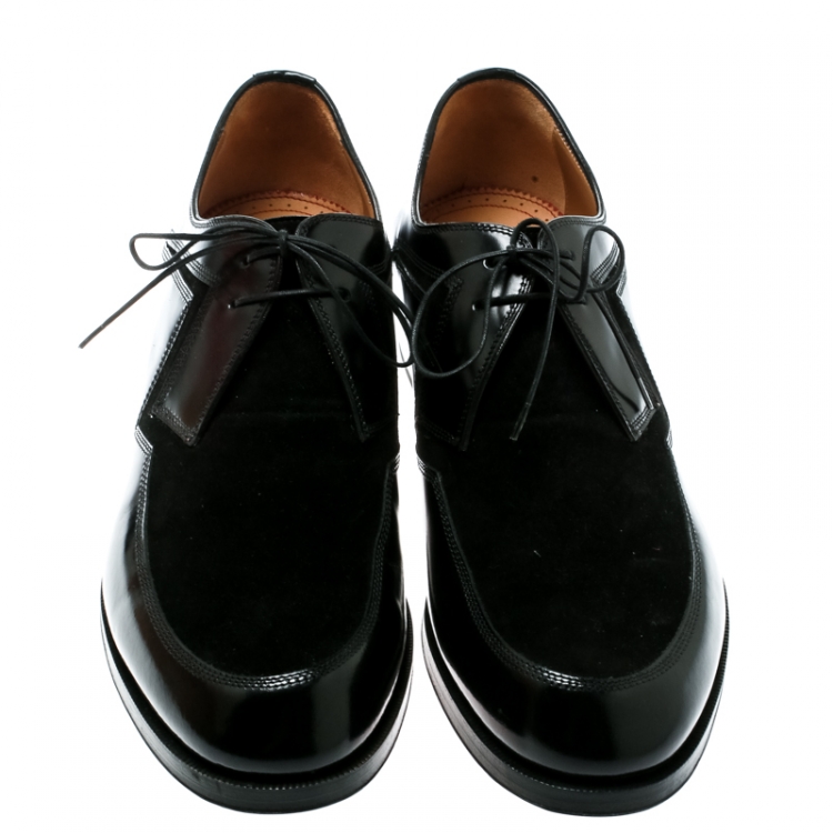 Pre Owned Christian Louboutin Black Leather And Suede Popcontrol Lace Up Oxfords Size 42