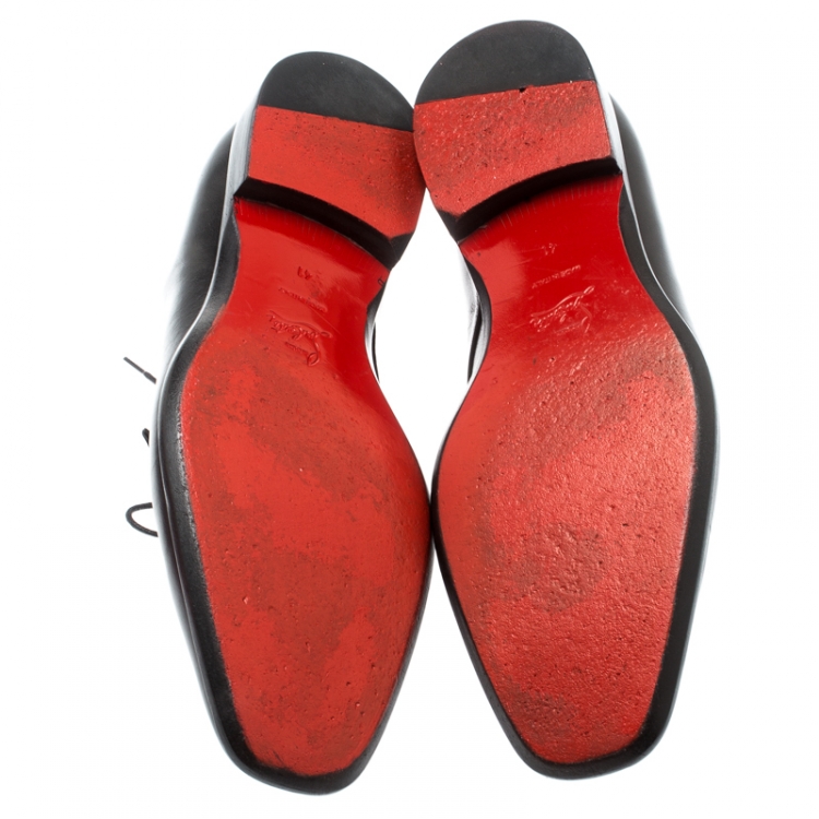 Pre Owned Christian Louboutin Black Leather Capri Oxfords Size 41